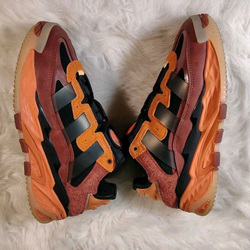 Adidas Niteball Hazy Copper Black Acid Orange Shoes Mens Size 7